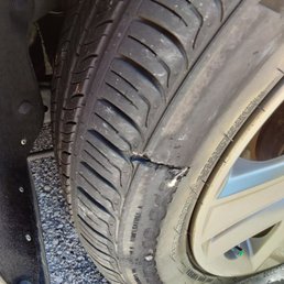 Large gouge on tire