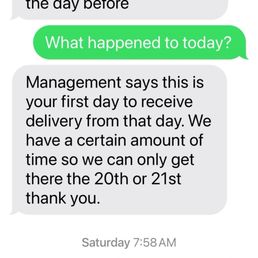 Text messages between myself and the female employee