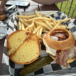 Boulevard Bar & Grille - Coon Rapids - Burger and fries- On mondays they do a $10 all day special! Great deal!