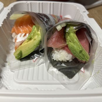 Umi Hand Roll Bar - Salmon and Tuna hand rollers (different angle) - Sushi Bars Near Me - San Jose, California Umi Hand Roll Bar - Salmon and Tuna hand rollers (different angle) - Sushi Bars Near Me - San Jose, California