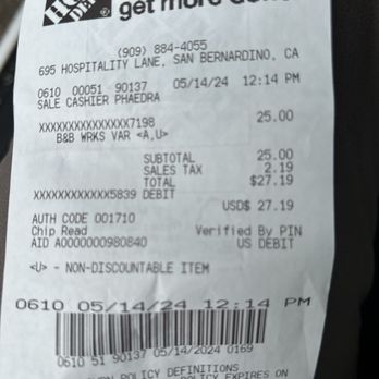 The Home Depot - Receipt - Nurseries & Gardening Near Me - San Bernardino, California