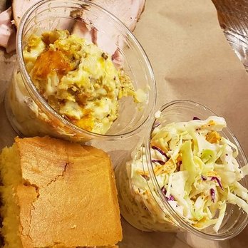 Mission BBQ - Moist chicken breast with cornbread, slaw and cheesy potatoes. - Barbeque Near Me - Troy, Michigan Mission BBQ - Moist chicken breast with cornbread, slaw and cheesy potatoes. - Barbeque Near Me - Troy, Michigan