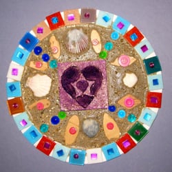 Unicoi Studio - Sailor's Valentine mosaic- Student art , mixed media