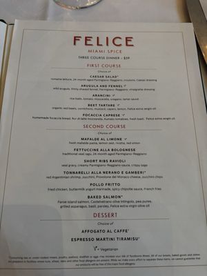 Menu photo 1 Felice Brickell Miami, FL