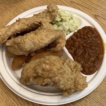 Smithfield's Chicken 'N Bar-B-Q - Chicken tenders, baked beans, Cole slaw, and hush puppies - Barbeque Near Me - Rocky Mount, North Carolina
