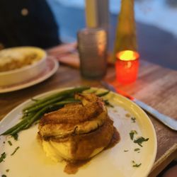 Once Upon a Table - The Chicken Entree with mashed potatoes and green beans