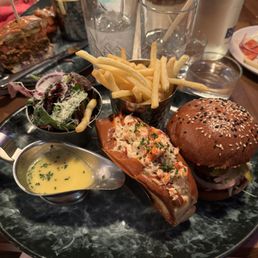 Burger and lobster roll combo