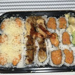 Takeshi Sushi Teriyaki - Salmon spicy crunch, shrimp tempura, spicy tuna