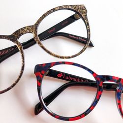 Lab Rabbit Optics - Gold fiber and red/blue speckle!  Two more colors of the new "Hitsuji" model, each available in an edition size of 20 pieces