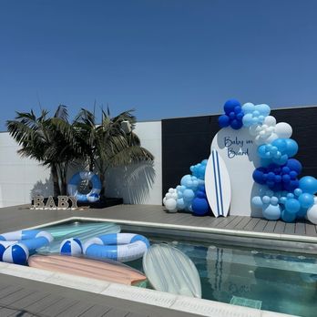 Honeybee Rentals - "Baby on Board" - Baby Shower Sign, balloon arch and surfboard. - Party Equipment Rentals Near Me - Huntington Beach, California Honeybee Rentals - "Baby on Board" - Baby Shower Sign, balloon arch and surfboard. - Party Equipment Rentals Near Me - Huntington Beach, California