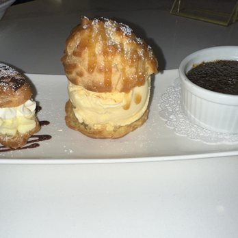 Prince Tea House - Trio Combo Mix and Match (left to right): Eclair, Pate a Choux-Vanilla Ice Cream, Goma Crème Brûlée) - Desserts Near Me - Marlton, New Jersey Prince Tea House - Trio Combo Mix and Match (left to right): Eclair, Pate a Choux-Vanilla Ice Cream, Goma Crème Brûlée) - Desserts Near Me - Marlton, New Jersey