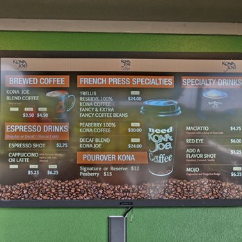 Kona Joe's Coffee - Menu 2 of 2 as of January 2024 - Coffee & Tea Near Me - Kealakekua, Hawaii Kona Joe's Coffee - Menu 2 of 2 as of January 2024 - Coffee & Tea Near Me - Kealakekua, Hawaii