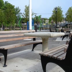 Bloomingdale Park - The Bloomingdale Park playground can be seen in the background. The foreground shows chess/checkers tables. (06/15/05)