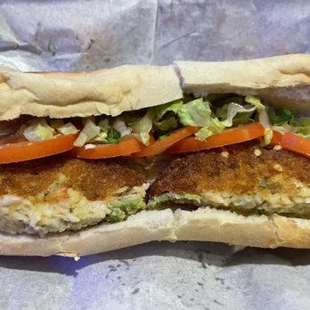 Crafty Crab Allen Park - Crab Cake Po' Boy, with plenty of cake and barely any crab. Why can't seafood places put seafood in their crabcakes? - Seafood Near Me - Allen Park, Michigan