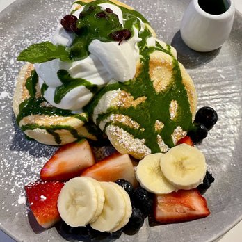 Hanabusa Cafe - Matcha Pancake with Kyoto Matcha Syrup - Pancakes Near Me - Chicago, Illinois
