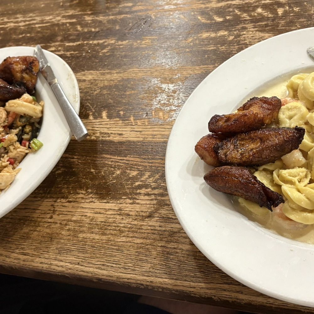 Havana Harry's - Mixed fried rice with chicken, beef, shrimp, pork and mussels and shrimp tortellini with Alfredo - Cuban Near Me - Coral Gables, Florida Havana Harry's - Mixed fried rice with chicken, beef, shrimp, pork and mussels and shrimp tortellini with Alfredo - Cuban Near Me - Coral Gables, Florida