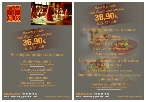 Menu photo 1 La Chalosse Guyancourt, 78 Menu photo 1 La Chalosse Guyancourt, 78
