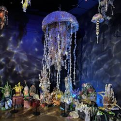 Washed Ashore exhibition using what washes ashore as a medium for art. This is a jellyfish.