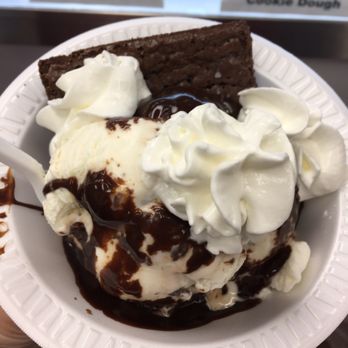 CJ's Big Dipper - Brownie Sundae with Cookie Dough ice cream - Ice Cream & Frozen Yogurt Near Me - Bar Harbor, Maine CJ's Big Dipper - Brownie Sundae with Cookie Dough ice cream - Ice Cream & Frozen Yogurt Near Me - Bar Harbor, Maine