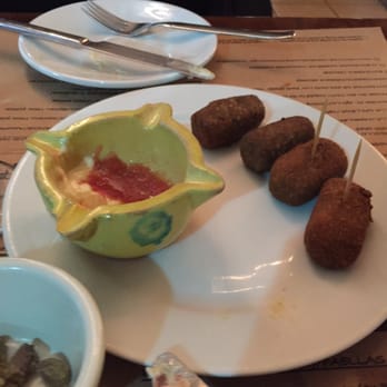 El Tapas & Company - The croquettes served with an aioli and a tomato sauce. Wonderful! - Tapas/Small Plates Near Me - Playa del Carmen, ROO El Tapas & Company - The croquettes served with an aioli and a tomato sauce. Wonderful! - Tapas/Small Plates Near Me - Playa del Carmen, ROO