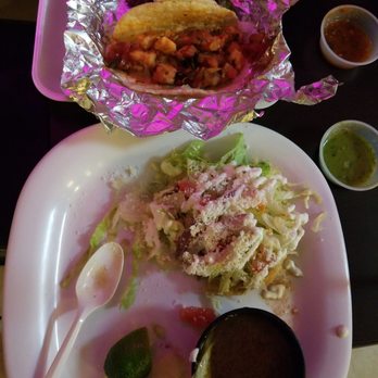 Tacos Kissi - Carne and shrimp tacos with a shredded beef sope. They have great salsas and the corn tortillas are made in house! - Mexican Near Me - Phoenix, Arizona
