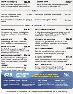 Menu photo 5 Bluewater Cafe Manly, NSW