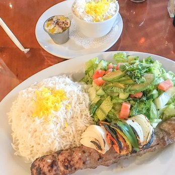 Panini Kabob Grill - Beef Koobideh, 1 scewer, avocado romaine salad, extra rice. - Mediterranean Near Me - Burbank, California