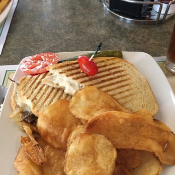 Melrose - Beef and mushroom panini. Warm chips! - Breakfast & Brunch Near Me - Oak Creek, Wisconsin Melrose - Beef and mushroom panini. Warm chips! - Breakfast & Brunch Near Me - Oak Creek, Wisconsin