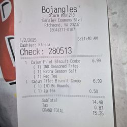 Bojangles - The cashiers name that steals from customers.
