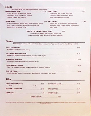 Menu photo 1 Fernando's Cafe Haslett, MI