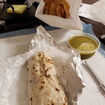 Carnitas Michoacan - Super Burrito Carne Asada side of Chips and Green salsa! - Mexican Near Me - Gilroy, California