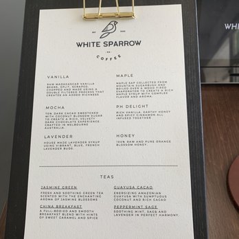 White Sparrow Coffee - Menu Summer 2021 - Coffee Roasteries Near Me - Tustin, California White Sparrow Coffee - Menu Summer 2021 - Coffee Roasteries Near Me - Tustin, California