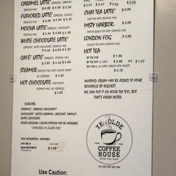 Ye Olde Coffee House - Menu - Coffee & Tea Near Me - Grottoes, Virginia Ye Olde Coffee House - Menu - Coffee & Tea Near Me - Grottoes, Virginia