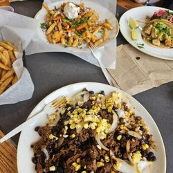 Spitfire Tacos - Shaved prime rib bowl, tacos and crazy fries