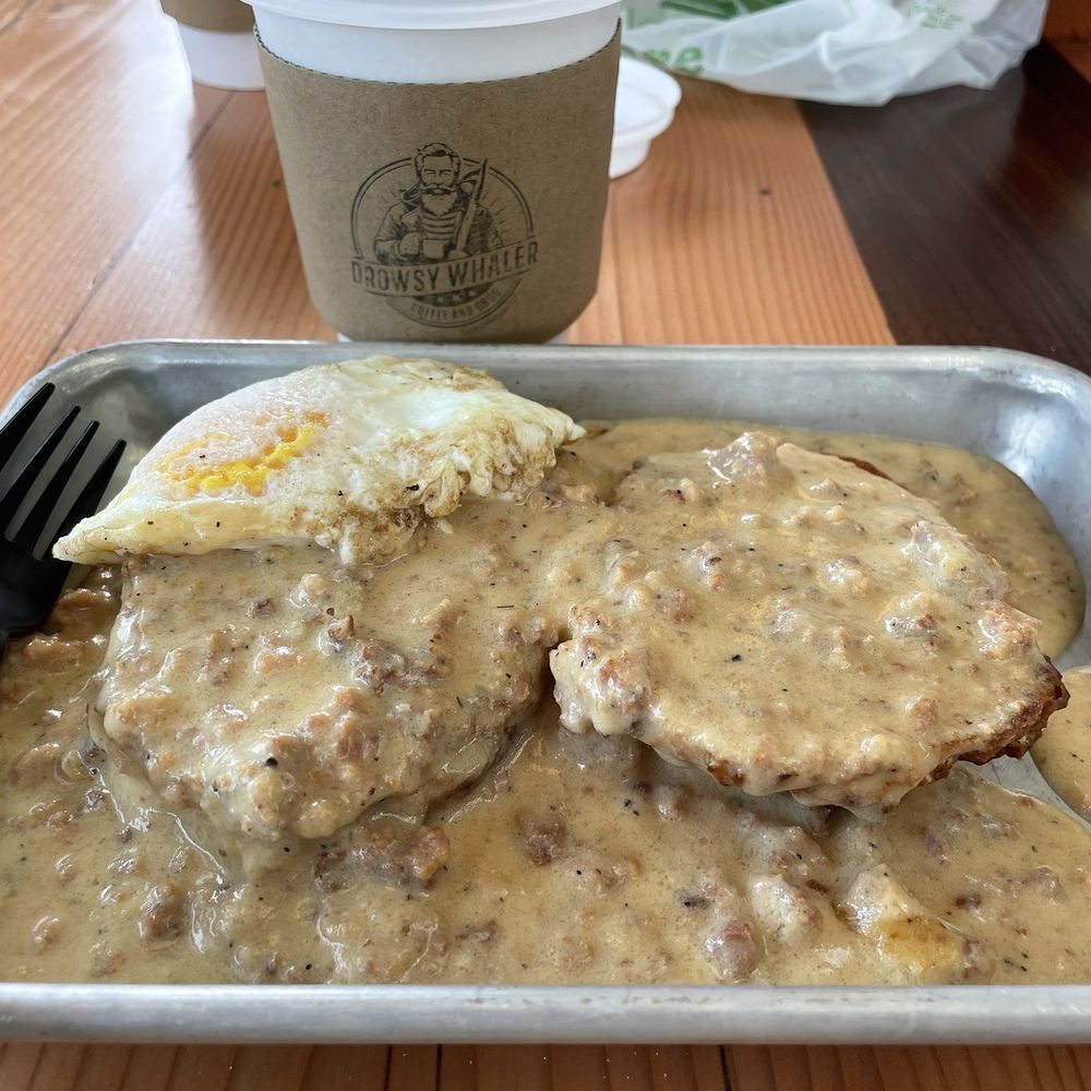 Drowsy Whaler - Biscuits and gravy with an added egg - Breakfast & Brunch Near Me - Stratford, Connecticut Drowsy Whaler - Biscuits and gravy with an added egg - Breakfast & Brunch Near Me - Stratford, Connecticut