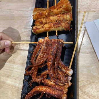 You Like Skewers - Squid Leg skewers and dried tofu. - Korean Near Me - Annandale, Virginia