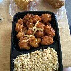 Takeout Express - Orange chicken, fried rice, crab rangoon and egg roll. YUM!!!!