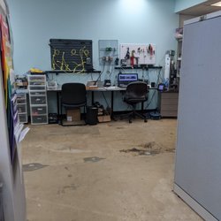 Shop where they repair equipment from the ice distribution business