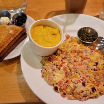 Yolk - South Loop - Smoked salmon scramble, cheesy grits, toast - Breakfast & Brunch Near Me - Chicago, Illinois Yolk - South Loop - Smoked salmon scramble, cheesy grits, toast - Breakfast & Brunch Near Me - Chicago, Illinois