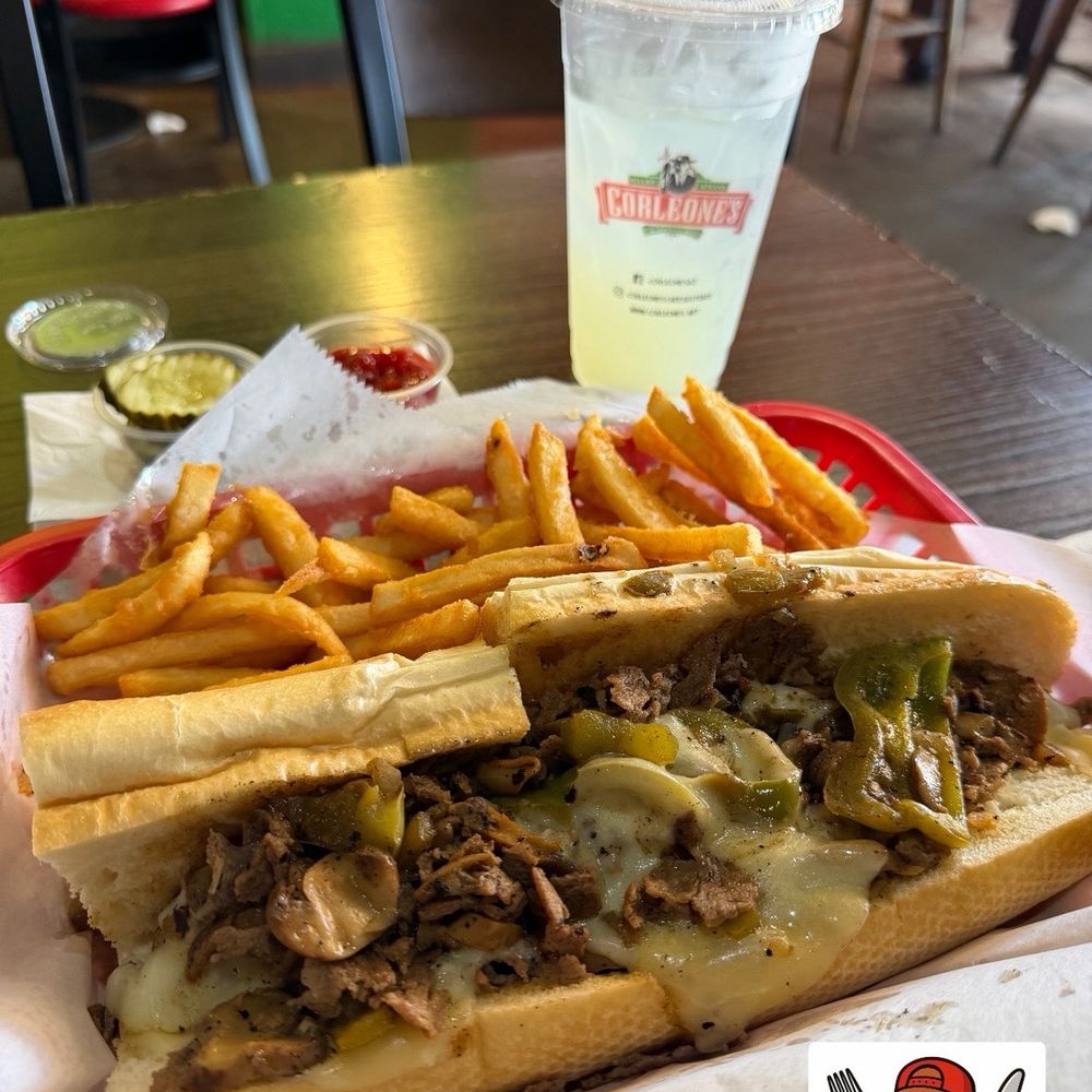 Corleone's - Build Your Own - Steak with Provolone Cheese, Onions, and Bell Peppers. Added Fries and a drink. - Cheesesteaks Near Me - Phoenix, Arizona