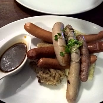 Bavarian Bier Cafe - Sausage sampler. Yes, that is a Nuremberger! - International Near Me - Brisbane, QLD