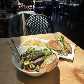 CAVA - Pesto panini and steak salad 10/10 so yum! - Mediterranean Near Me - San Diego, California