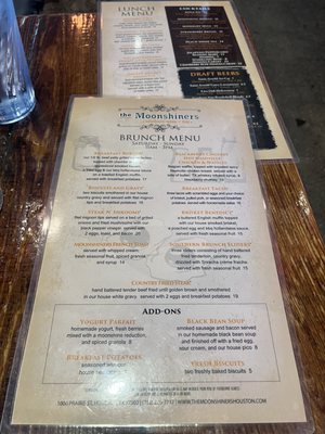 Menu photo 1 The Moonshiners Southern Table + Bar Houston, TX