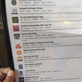 Fireside Pizza - Draft beer menu - Pizza Near Me - Olympic Valley, California
