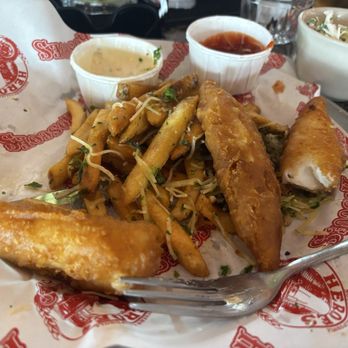 Heroes Restaurant and Brewhouse - Fish & Chips - do not recommend. Dense, greasy, just ok. - American Near Me - Ontario, California