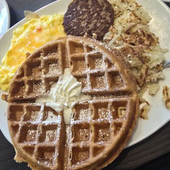 Scrambler - Waffle platter!! Eggs hashbrowns,sausage!! Good - Breakfast & Brunch Near Me - Lexington Park, Maryland Scrambler - Waffle platter!! Eggs hashbrowns,sausage!! Good - Breakfast & Brunch Near Me - Lexington Park, Maryland