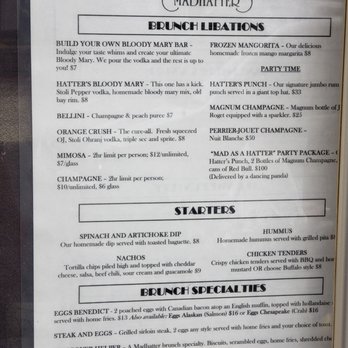 Madhatter - This is the menu that is listed 9.1.2018 with $12 unlimited mimosas - Bars Near Me - Washington, DC, District of Columbia