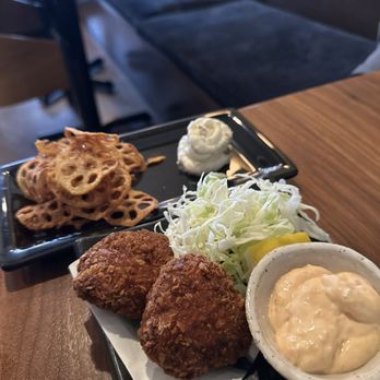SanKai Sushi - Iburigakko Hasu Chips and salmon menchi katsu - Sushi Bars Near Me - Edmonds, Washington SanKai Sushi - Iburigakko Hasu Chips and salmon menchi katsu - Sushi Bars Near Me - Edmonds, Washington