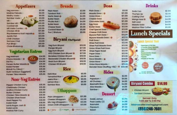 Menu photo 4 Madras Cafe San Diego, CA Menu photo 4 Madras Cafe San Diego, CA