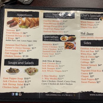 Aldeez Afribbean Restaurant - Menu 1/31/2020 - Caribbean Near Me - Dallas, Texas Aldeez Afribbean Restaurant - Menu 1/31/2020 - Caribbean Near Me - Dallas, Texas
